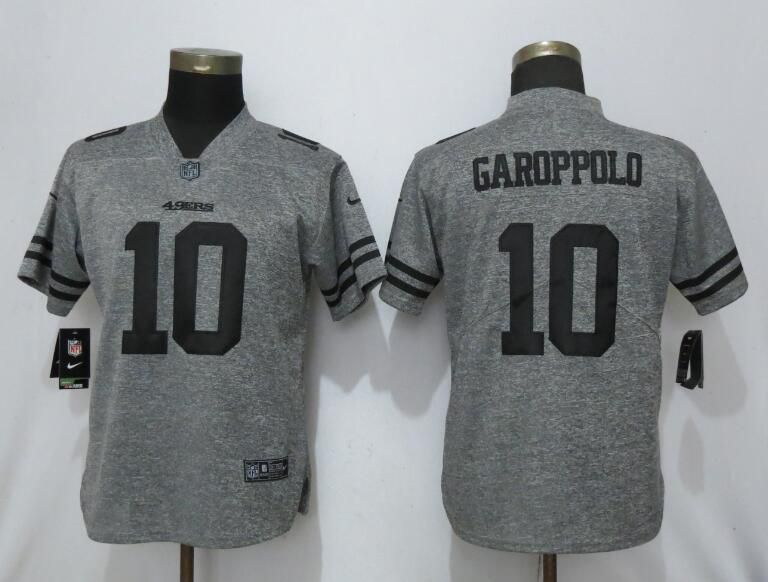 Women San Francisco 49ers #10 Garoppolo Gray Nike Vapor Untouchable Stitched Gridiron Gray Limited NFL Jerseys->women nfl jersey->Women Jersey